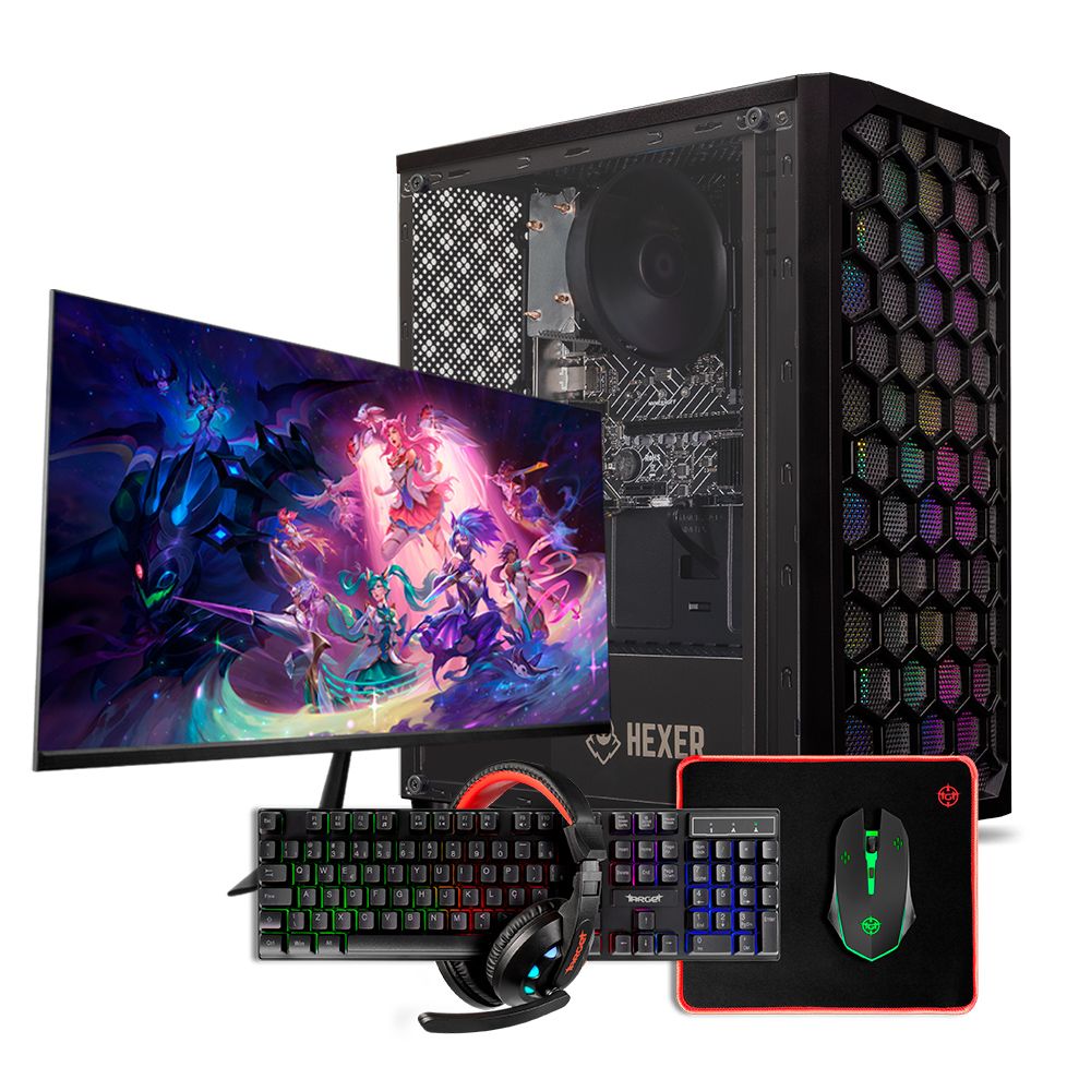 pc completo mancer draco ii ryzen 3 3200g + monitor pc completo mancer draco ii ryzen 3 3200g + monitor