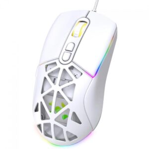 mouse gamer fortrek striker, rgb, usb, 12800 dpi, 7 botões, branco