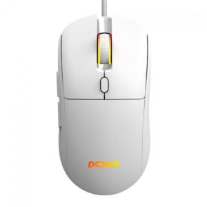 mouse gamer pcyes basaran stealth white ghost, rgb, wireless, 10.000 dpi, pwm3325, 6 botões, branco, pmgbrstwg