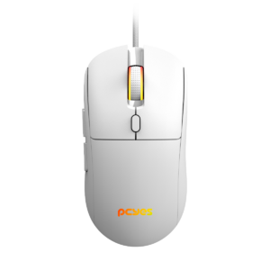 mouse gamer pcyes basaran white ghost 12400 dpi rgb 6 botões
