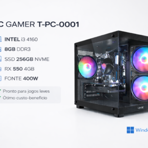 computador t pc 0001 core i3 4160 3.60ghz mem 8gb ddr3 ssd 256gb nvme rx 550 4gb fonte 400w