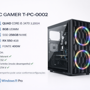 computador t pc 0002 quad core i5 3470 3.20ghz mem 8gb ddr3 ssd 256gb nvme rx 550 4gb fonte 400w
