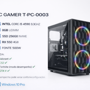 computador t pc 0003 core i5 4590 3.3ghz mem 8gb ddr3 ssd 256gb nvme rx 550 4gb fonte 500w windows 10 pro