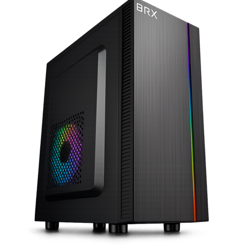 gabinete gamer brx nexus f754 mini tower led usb 2.0 s/fans preto