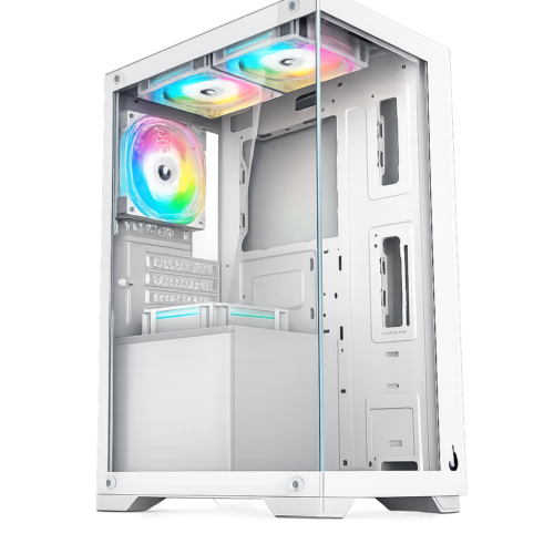 gabinete gamer rise mode crystal glass mid tower vidro temperado usb 3.0 s/ fans