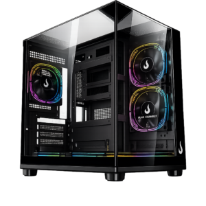 gabinete gamer rise mode galaxy full glass x mini vidro temperado usb 3.0 s/ fan preto