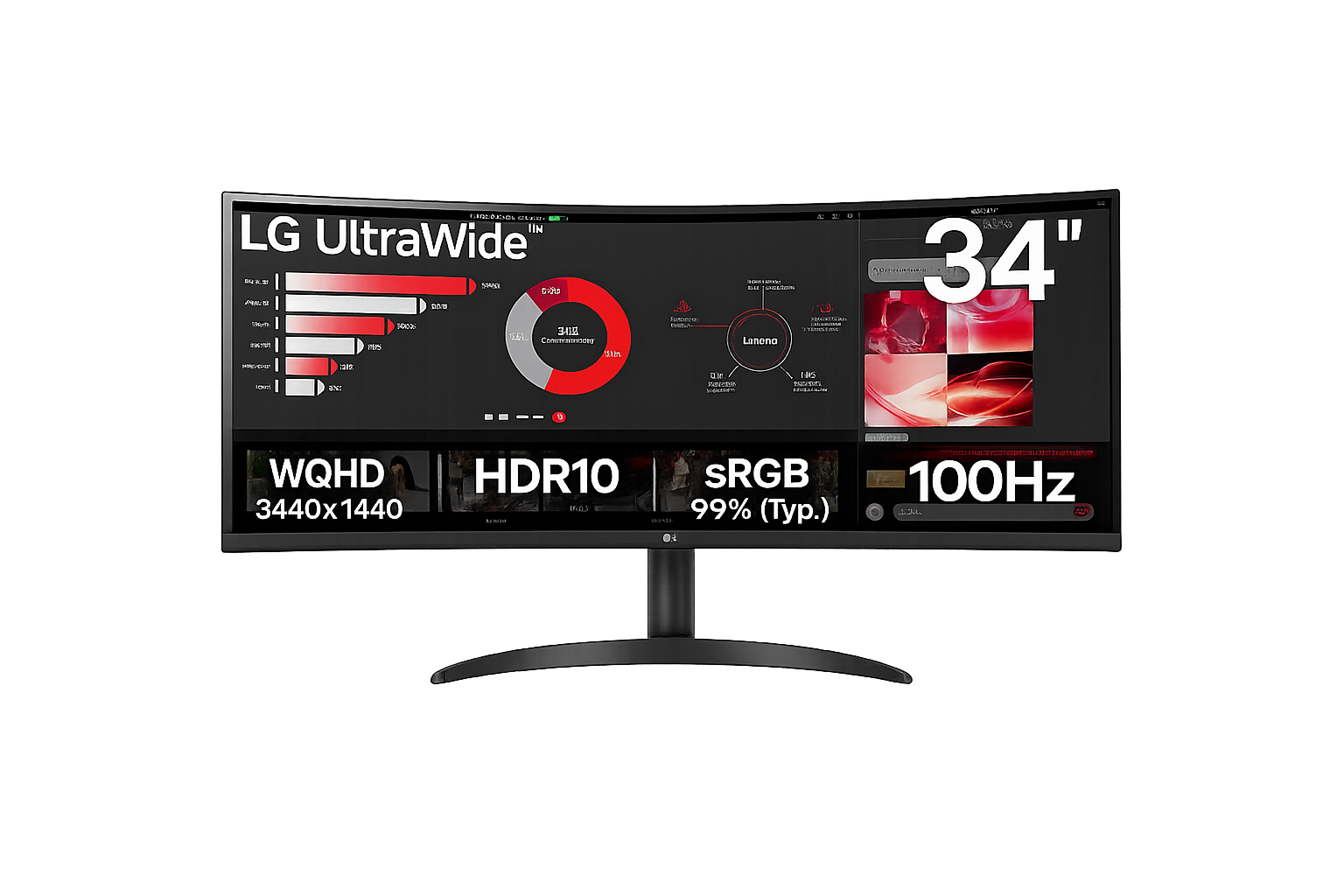 Monitor Curvo LG UltraWide 34" WQHD 100Hz VA 5ms DP HDMI - 34WR50QK-B