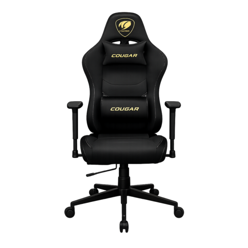 cadeira gamer cougar prime gold preto e dourada até 120kg cgr prm glb