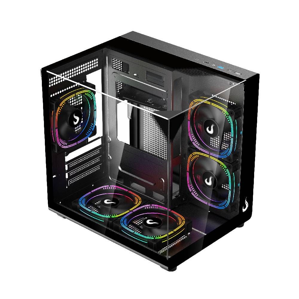 gabinete gamer rise mode galaxy full glass x mini vidro temperado usb 3.0 s/ fan preto gabinete gamer rise mode galaxy full glass x mini vidro temperado usb 3.0 s/ fan preto