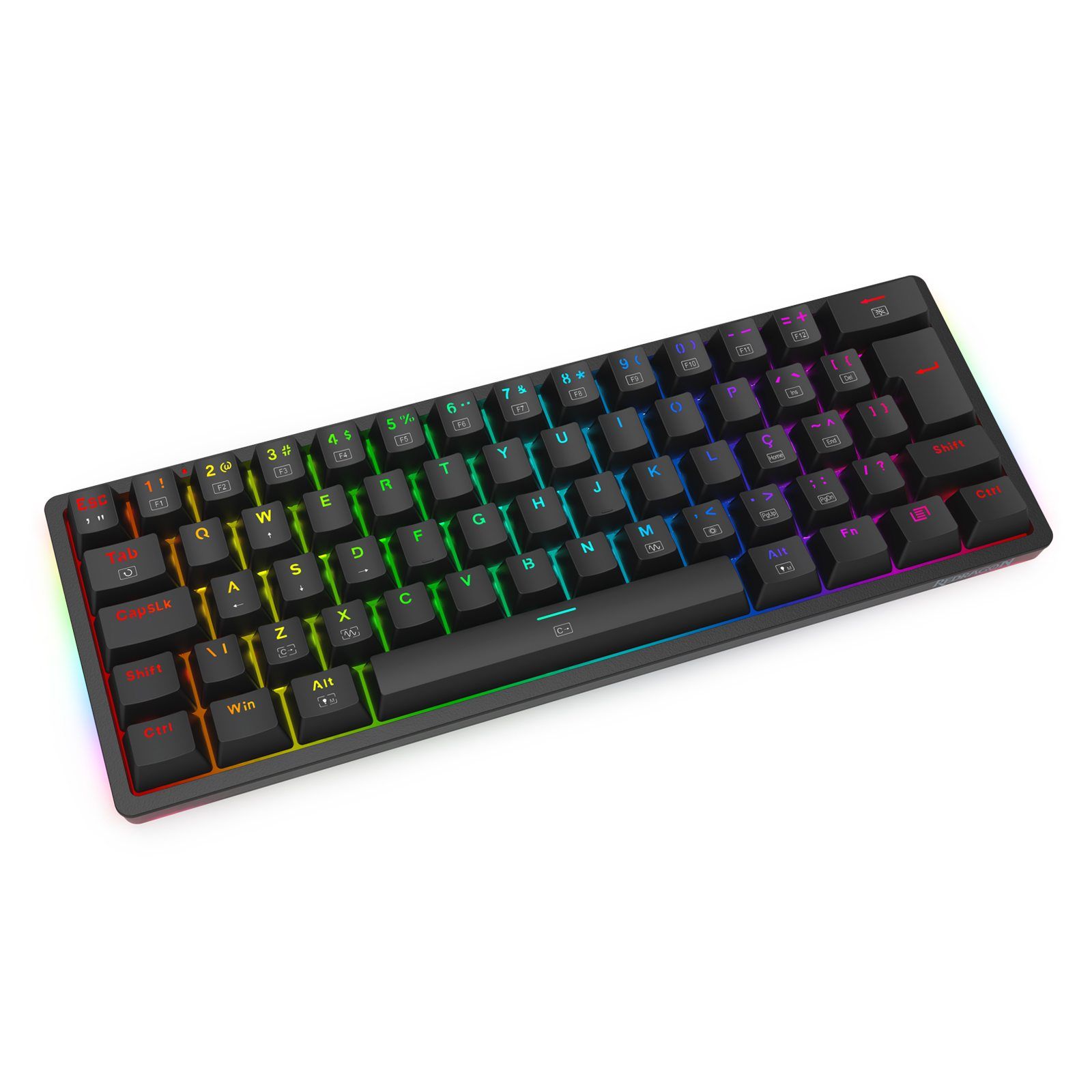 Teclado Mecânico Redragon Akali Switch Brown RGB C/Fio Preto