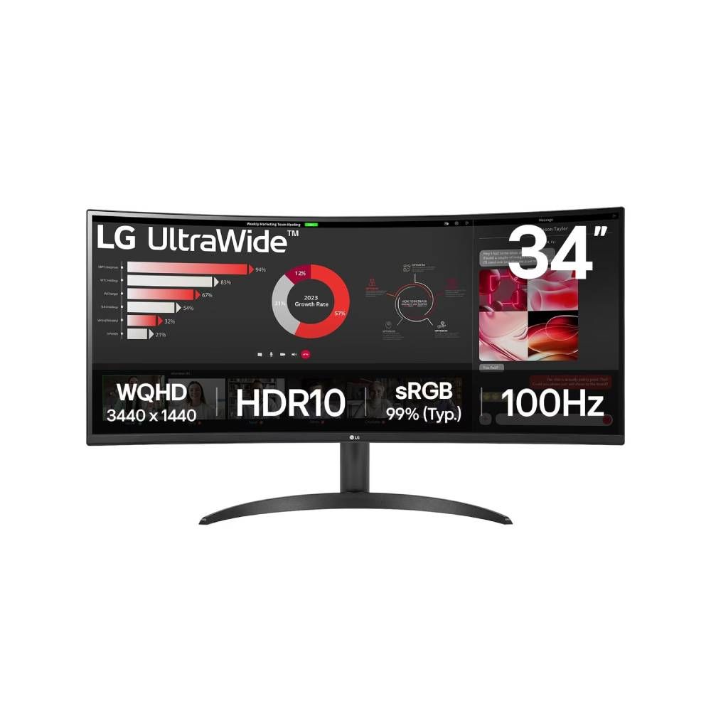 Monitor Curvo LG UltraWide 34" WQHD 100Hz VA 5ms DP HDMI - 34WR50QK-B