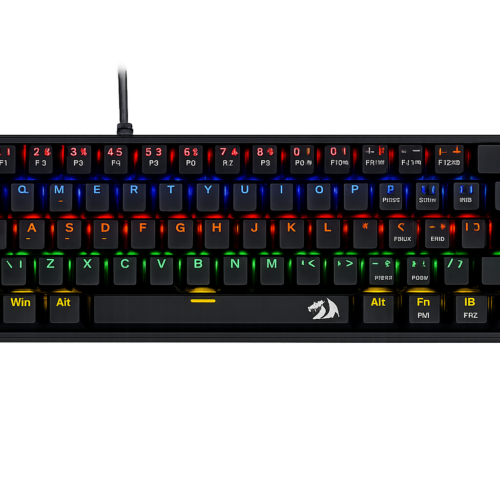 teclado mecânico redragon fizz switch brown rainbow preto