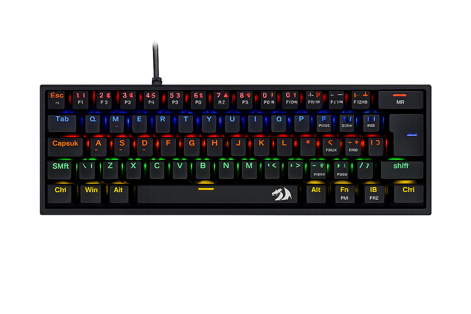 teclado mecânico redragon fizz switch brown rainbow preto teclado mecânico redragon fizz switch brown rainbow preto