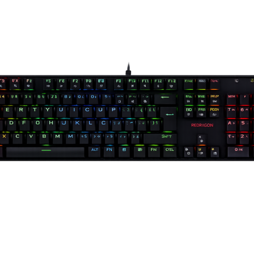 teclado mecânico redragon mitra switch blue rgb c/fio preto