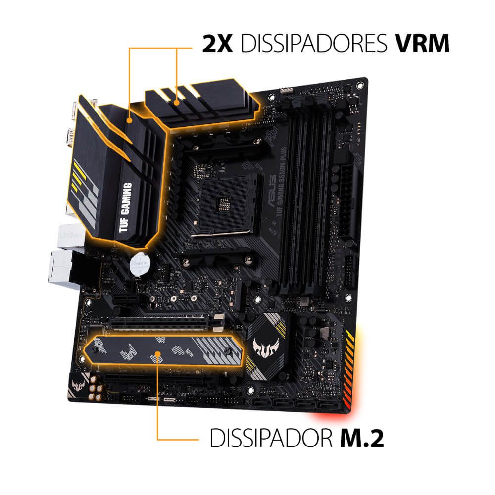 placa mãe asus tuf gaming b550m plus am4 ddr4 hdmi displayport m.2 usb matx placa mãe asus tuf gaming b550m plus am4 ddr4 hdmi displayport m.2 usb matx