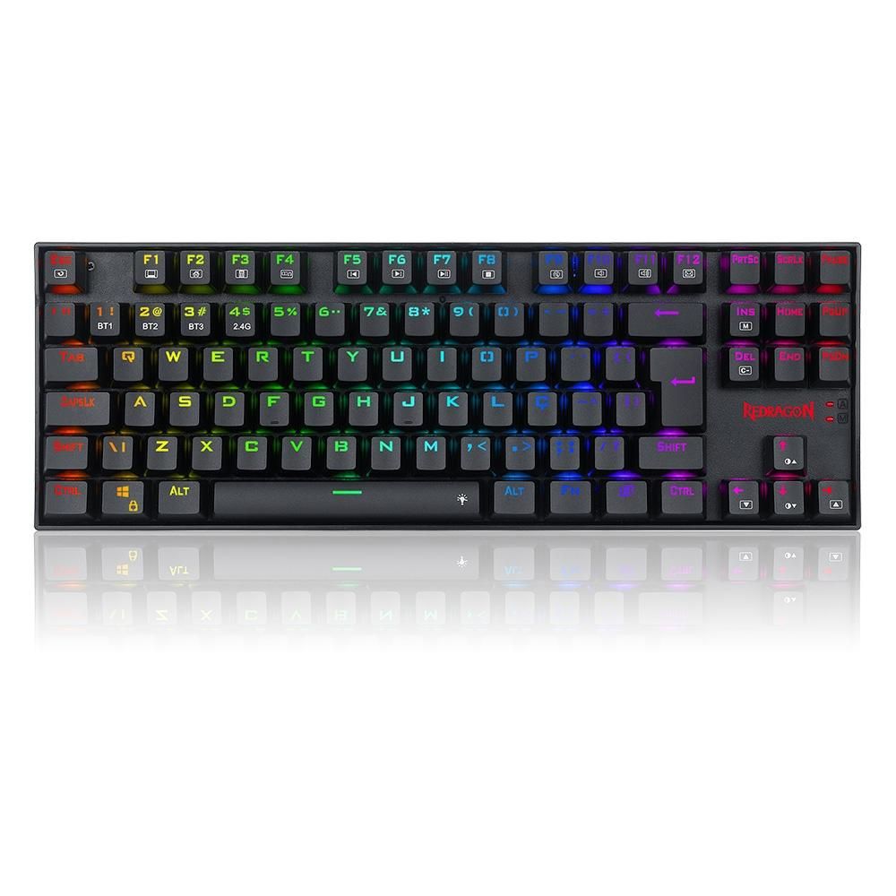teclado mecânico redragon kumara pro switch brown rgb s/fio preto teclado mecânico redragon kumara pro switch brown rgb s/fio preto