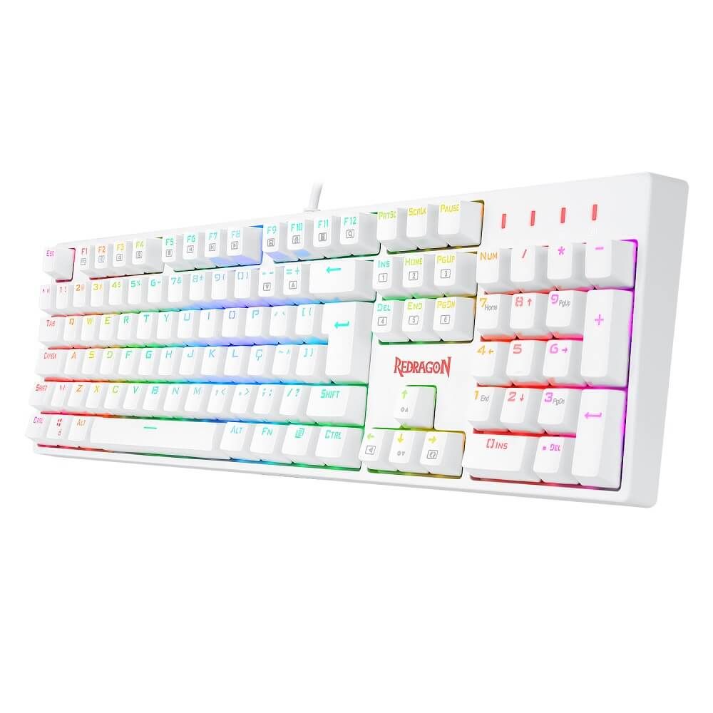 teclado mecânico redragon surara pro Óptico switch blue rgb c/fio branco teclado mecânico redragon surara pro Óptico switch blue rgb c/fio branco