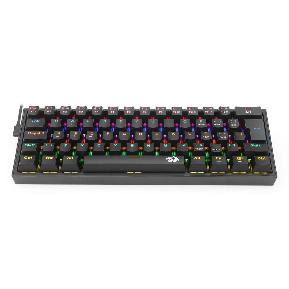 teclado mecânico redragon fizz switch brown rainbow preto teclado mecânico redragon fizz switch brown rainbow preto
