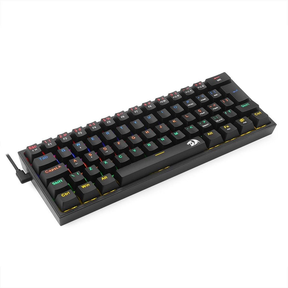 teclado mecânico redragon fizz switch brown rainbow preto teclado mecânico redragon fizz switch brown rainbow preto