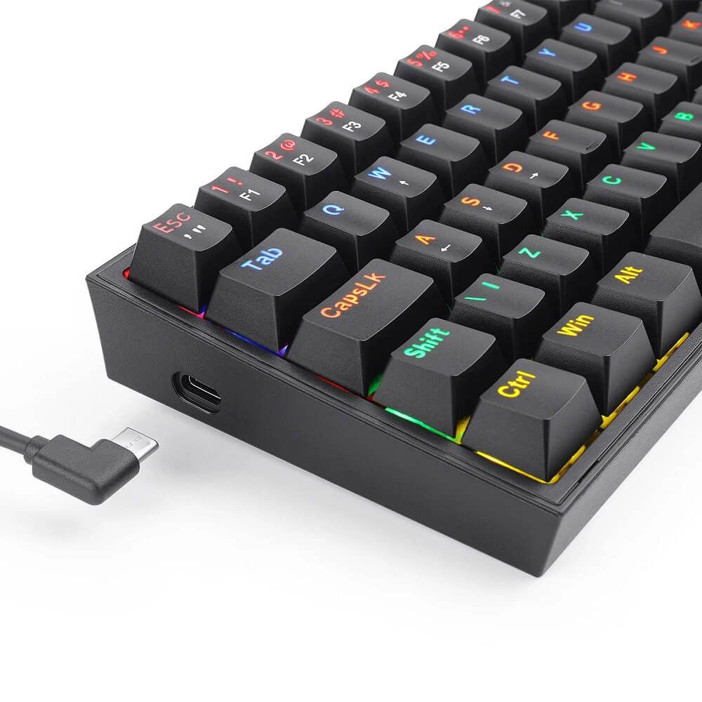 teclado mecânico redragon fizz switch brown rainbow preto teclado mecânico redragon fizz switch brown rainbow preto